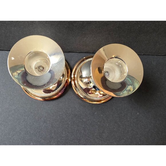 Tarnish-Resistant Silver-Plated Candle Holders Set Of 2 With Beaded Base Design - Picture 2 of 5